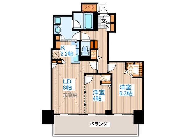 ブランズ札幌南７条（１２０２）の物件間取画像